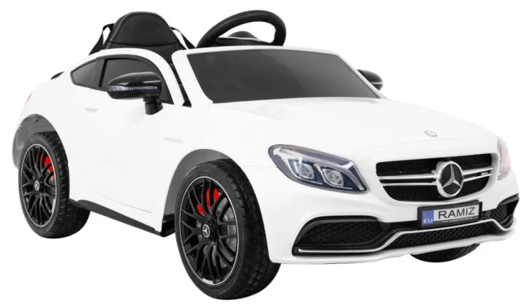 Mercedes Benz C63 Amg Za Djecu Bijela + Daljinski Upravljač + Sigurnosni Pojasevi U 5 Točaka + Eva 11