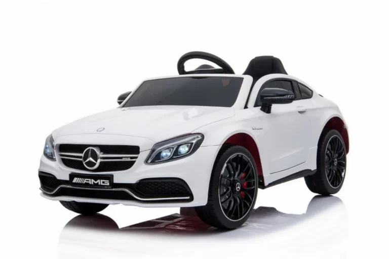 Mercedes Benz C63 Amg Za Djecu Bijela + Daljinski Upravljač + Sigurnosni Pojasevi U 5 Točaka + Eva 16