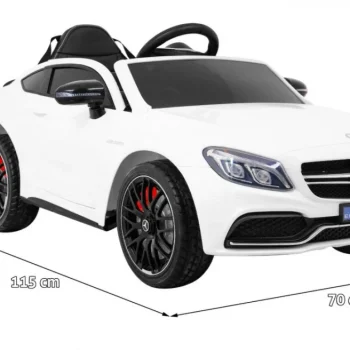 Mercedes Benz C63 Amg Za Djecu Bijela + Daljinski Upravljač + Sigurnosni Pojasevi U 5 Točaka + Eva 2