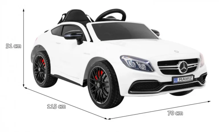 Mercedes Benz C63 Amg Za Djecu Bijela + Daljinski Upravljač + Sigurnosni Pojasevi U 5 Točaka + Eva 2