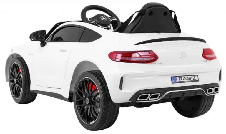 Mercedes Benz C63 Amg Za Djecu Bijela + Daljinski Upravljač + Sigurnosni Pojasevi U 5 Točaka + Eva 5