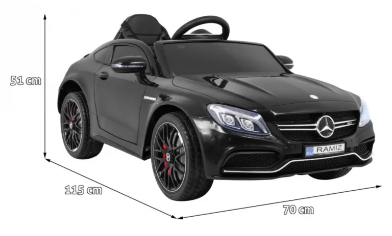 Mercedes Benz C63 Amg Za Djecu Crni + Daljinski Upravljač + Sigurnosni Pojasevi U 5 Točaka, Crna 2
