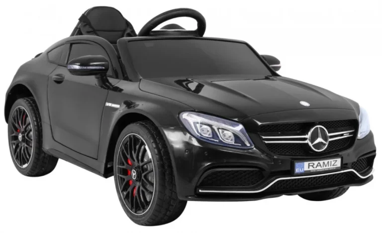 Mercedes Benz C63 Amg Za Djecu Crni + Daljinski Upravljač + Sigurnosni Pojasevi U 5 Točaka, Crna 9
