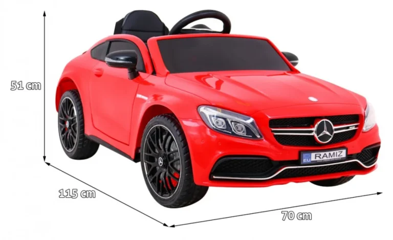 Mercedes Benz C63 Amg Za Djecu Crveni + Daljinski Upravljač + Sigurnosni Pojasevi U 5, Crvena 2