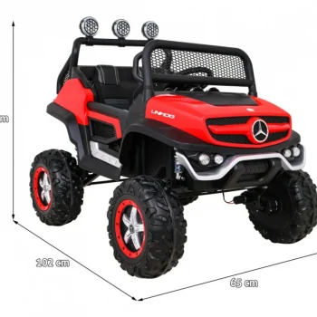 Mercedes Benz Unimog Za Djecu Terenski Crveni + 4x4 Pogon + Daljinski Upravljač, Crvena 2