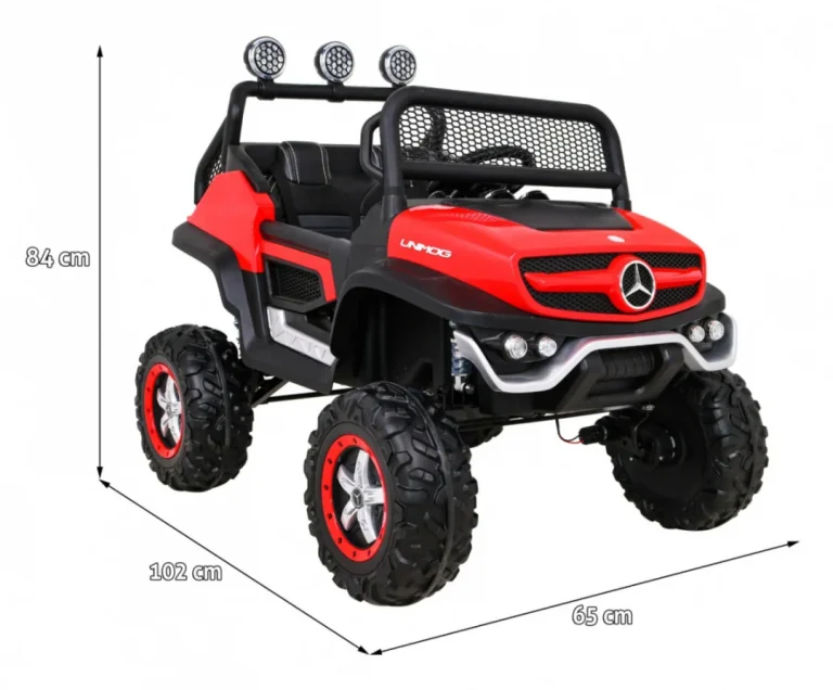 Mercedes Benz Unimog Za Djecu Terenski Crveni + 4x4 Pogon + Daljinski Upravljač, Crvena 2