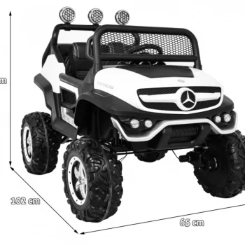 Mercedes Benz Unimog Za Djecu Bijela Boja + 4x4 Pogon + Daljinski Upravljač + Prtljažnik + Spori 2