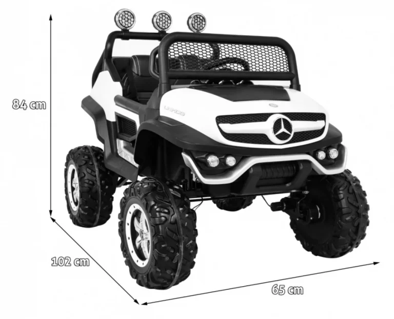Mercedes Benz Unimog Za Djecu Bijela Boja + 4x4 Pogon + Daljinski Upravljač + Prtljažnik + Spori 2
