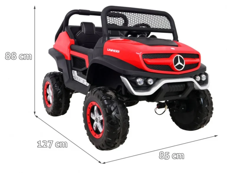 Mercedes Benz Unimog Za Djecu Crveni + 4x4 Pogon + Daljinski Upravljač + Prtljažnik + Spori, Crvena 2