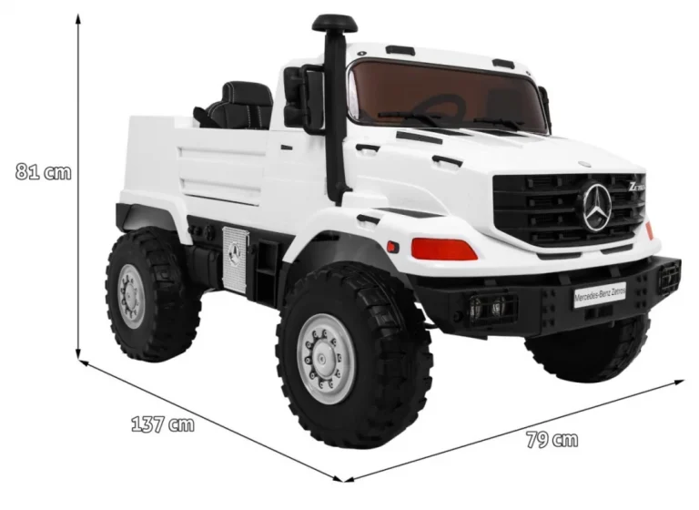 Mercedes Benz Zetros Automobil Na Baterije Za Djecu, Bijeli + 2 Sjedala + Prtljažnik, Bijela 2