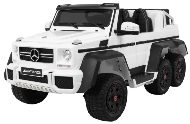 Mercedes G63 6x6 Dječji Automobil Bijeli + 2 Papučice Gasa + Podešavanje Sjedala + Audio, Bijela 1