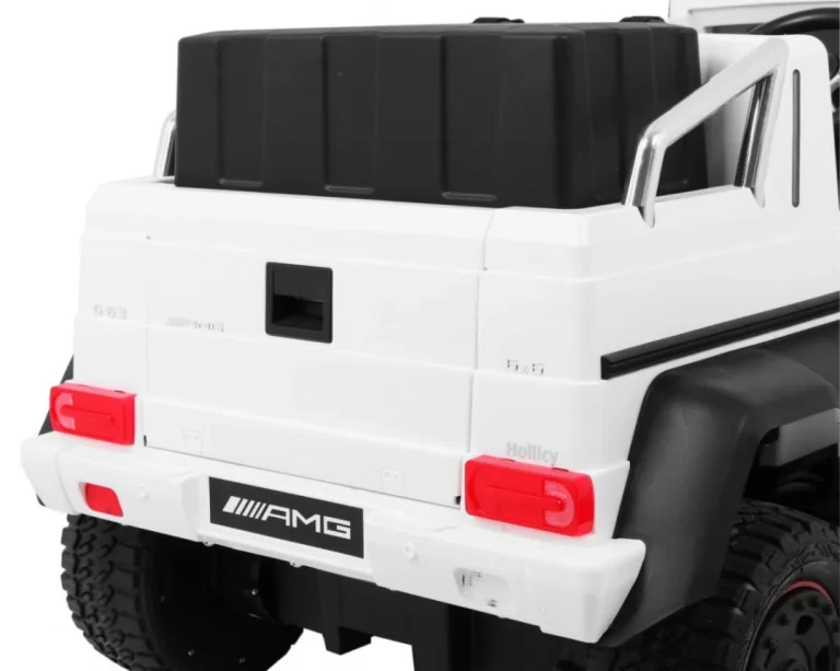Mercedes G63 6x6 Dječji Automobil Bijeli + 2 Papučice Gasa + Podešavanje Sjedala + Audio, Bijela 13