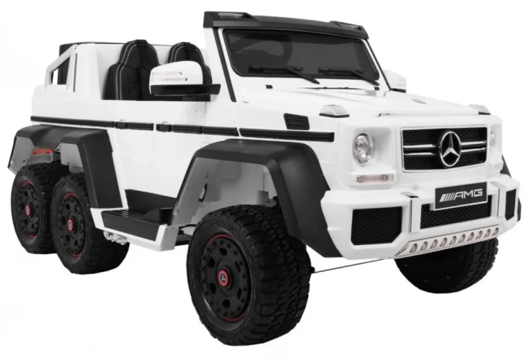 Mercedes G63 6x6 Dječji Automobil Bijeli + 2 Papučice Gasa + Podešavanje Sjedala + Audio, Bijela 16