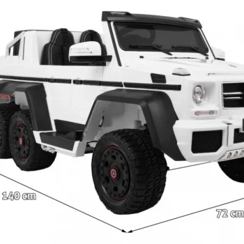 Mercedes G63 6x6 Dječji Automobil Bijeli + 2 Papučice Gasa + Podešavanje Sjedala + Audio, Bijela 2