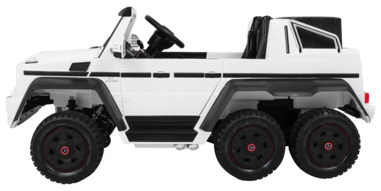 Mercedes G63 6x6 Dječji Automobil Bijeli + 2 Papučice Gasa + Podešavanje Sjedala + Audio, Bijela 4