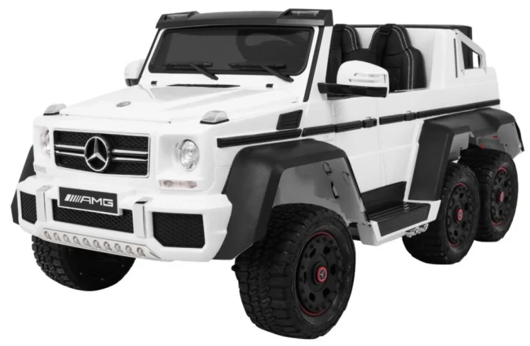 Mercedes G63 6x6 Mp4 Auto Za Djecu Bijeli + 2 Papučice Za Gas + Podešavanje Sjedala + Mp4, Bijela 1