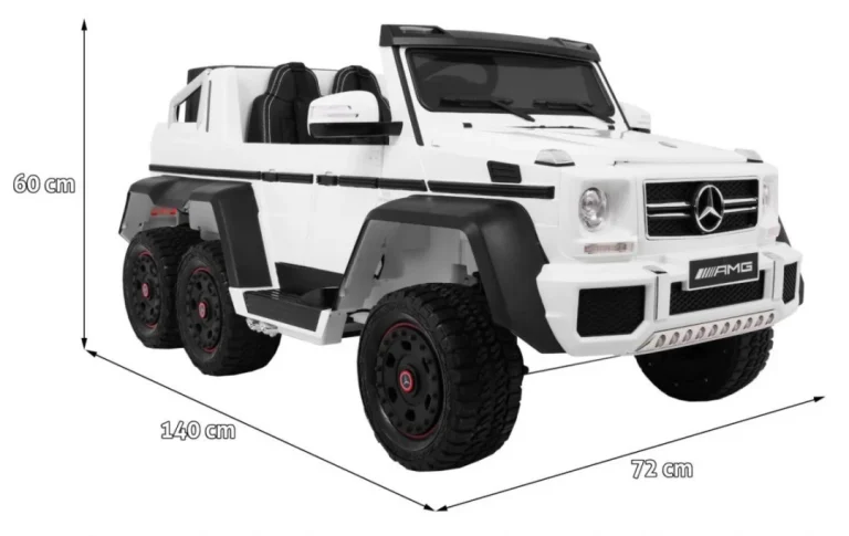 Mercedes G63 6x6 Mp4 Auto Za Djecu Bijeli + 2 Papučice Za Gas + Podešavanje Sjedala + Mp4, Bijela 2