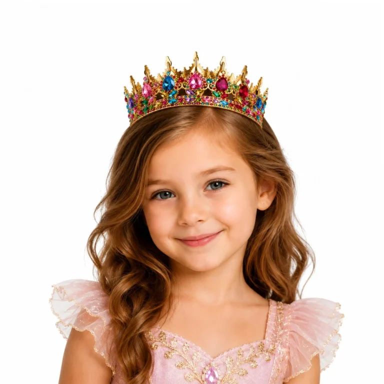 Metalna Kruna Princeze Sa šarenim Kristalima, Zlatna, Ø 12,5 Cm 2