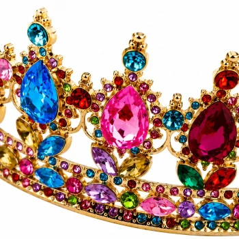 Metalna Kruna Princeze Sa šarenim Kristalima, Zlatna, Ø 12,5 Cm 3