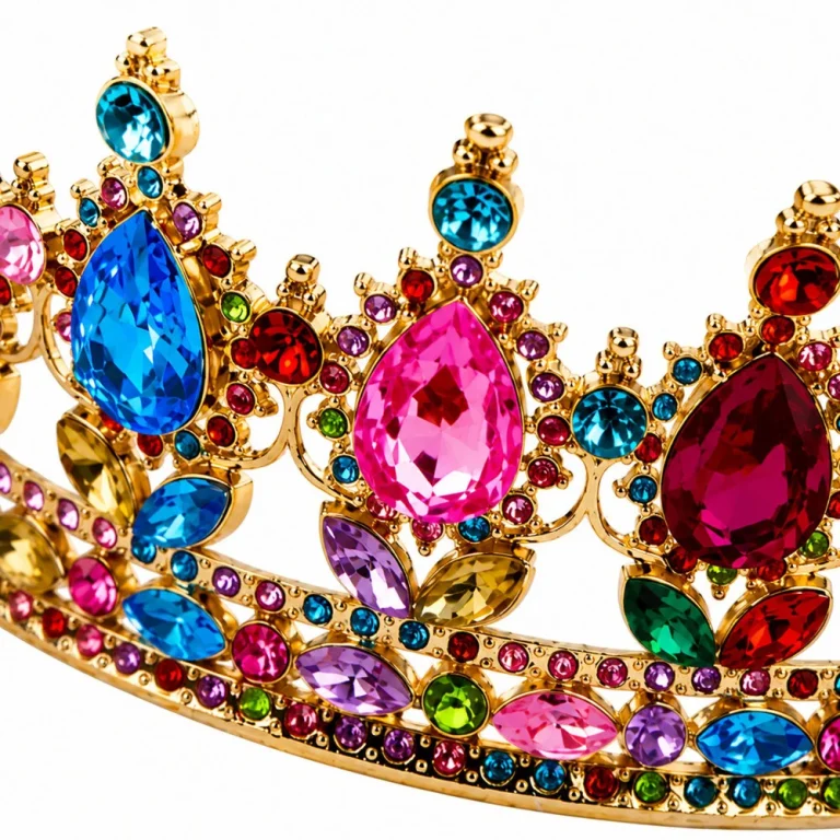 Metalna Kruna Princeze Sa šarenim Kristalima, Zlatna, Ø 12,5 Cm 3