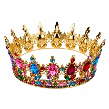 Metalna Kruna Princeze Sa šarenim Kristalima, Zlatna, Ø 12,5 Cm 4