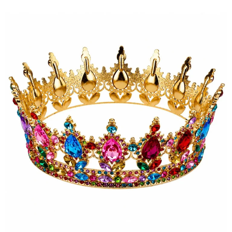 Metalna Kruna Princeze Sa šarenim Kristalima, Zlatna, Ø 12,5 Cm 4