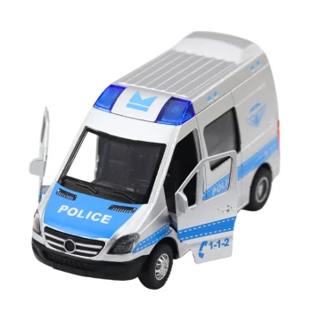Metalni Policijski Automobil S Motorom Na Povlačenje, Svjetlima I Zvukovima 1:32 3