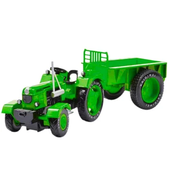 Metalni Poljoprivredni Traktor S Prikolicom Zeleni 1:18 2
