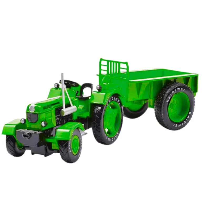 Metalni Poljoprivredni Traktor S Prikolicom Zeleni 1:18 2