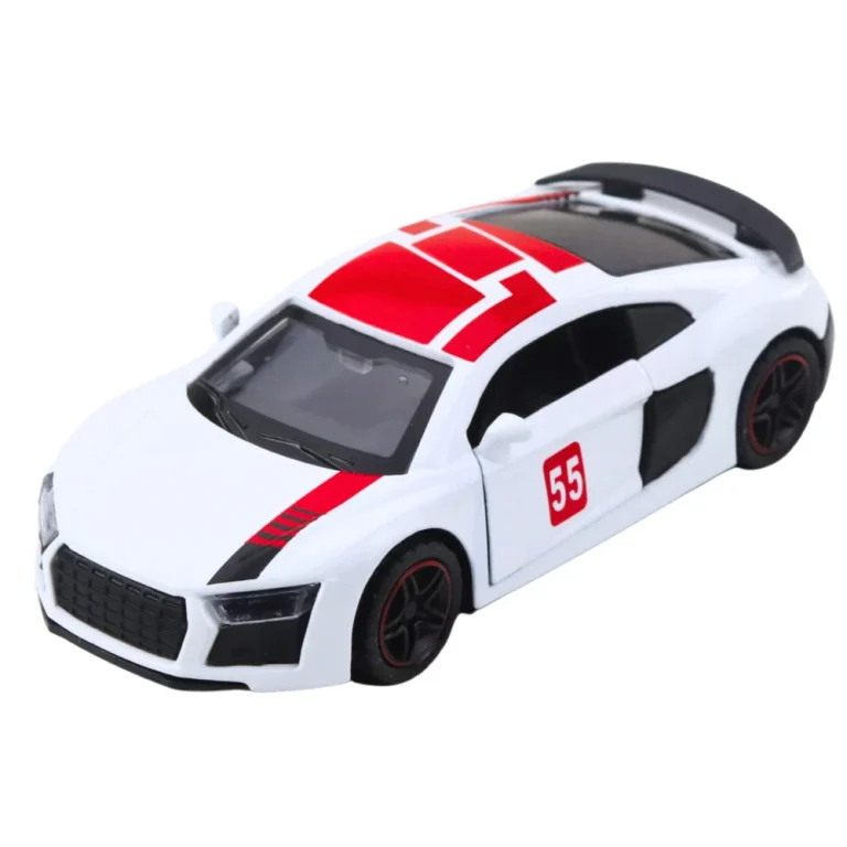 Metalni Sportski Auto Sa Svjetlima I Zvukom 1:43, Bijeli 2