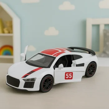 Metalni Sportski Auto Sa Svjetlima I Zvukom 1:43, Bijeli 6