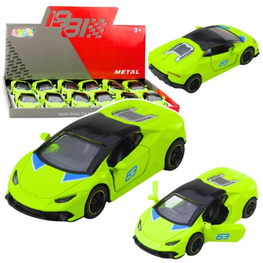 Metalni Sportski Automobil, Povlačenje, Neonsko Zeleni, 1:43 1