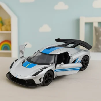Metalni Sportski Automobil, Povlačenje, Srebrni, 1:32 3