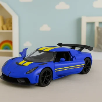 Metalni Sportski Automobil Za Utrke, Otvaranje Vrata, Plava Boja 1:32 3