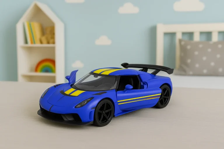 Metalni Sportski Automobil Za Utrke, Otvaranje Vrata, Plava Boja 1:32 3