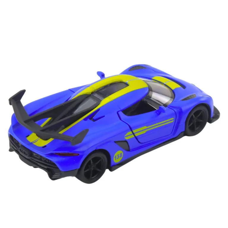 Metalni Sportski Automobil Za Utrke, Otvaranje Vrata, Plava Boja 1:32 5