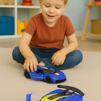 Metalni Sportski Automobil Za Utrke, Otvaranje Vrata, Plava Boja 1:32 6