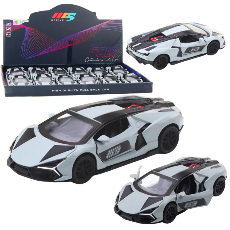 Metalni Sportski Automobil Za Utrke, Otvaranje Vrata, Siva 1:32 1