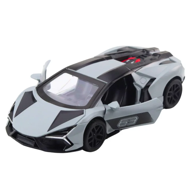 Metalni Sportski Automobil Za Utrke, Otvaranje Vrata, Siva 1:32 3