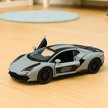 Metalni Sportski Automobil Za Utrke, Otvaranje Vrata, Siva 1:32 4
