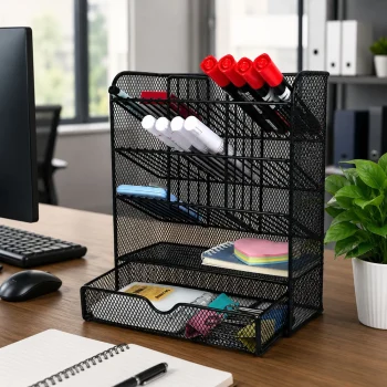 Metalni Stolni Organizator Za Olovke I Pribor, Crni 6