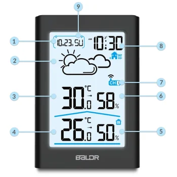 Meteorološka Stanica S Zaslonom Bd 911 Crna 12