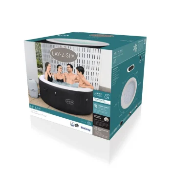 Miami Lay Z Spa Bestway Napuhavajuća Hidromasažna Kada Za 4 Osobe + Pumpa S Panelom + Filter 9