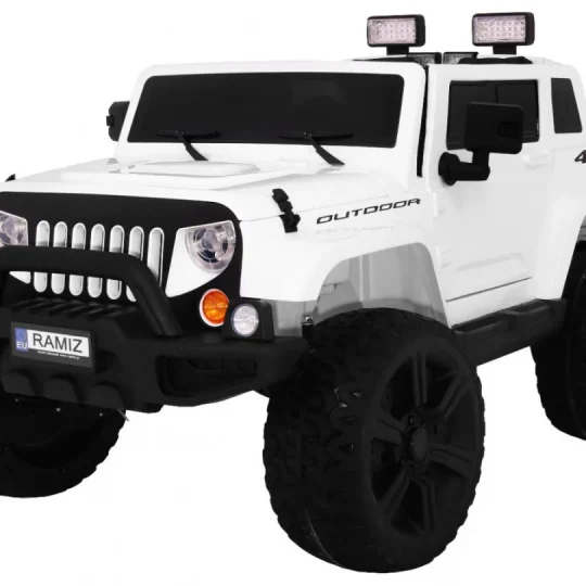 Mighty Jeep Automobil Na Baterije Za Djecu, Bijeli + 2 Sjedala + 4x4 Pogon + 2 Nosača, Bijela 1