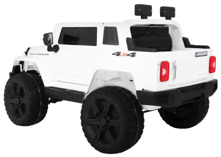 Mighty Jeep Automobil Na Baterije Za Djecu, Bijeli + 2 Sjedala + 4x4 Pogon + 2 Nosača, Bijela 2