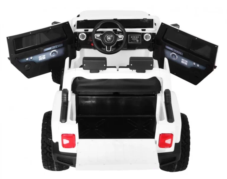 Mighty Jeep Automobil Na Baterije Za Djecu, Bijeli + 2 Sjedala + 4x4 Pogon + 2 Nosača, Bijela 3