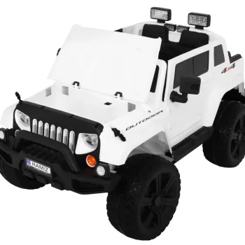 Mighty Jeep Automobil Na Baterije Za Djecu, Bijeli + 2 Sjedala + 4x4 Pogon + 2 Nosača, Bijela 4