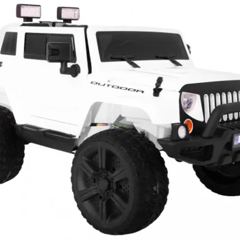 Mighty Jeep Automobil Na Baterije Za Djecu, Bijeli + 2 Sjedala + 4x4 Pogon + 2 Nosača, Bijela 5