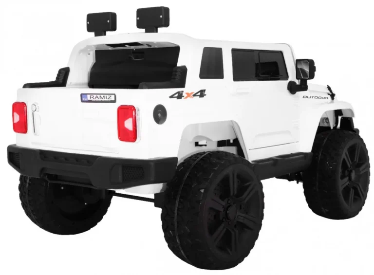 Mighty Jeep Automobil Na Baterije Za Djecu, Bijeli + 2 Sjedala + 4x4 Pogon + 2 Nosača, Bijela 7