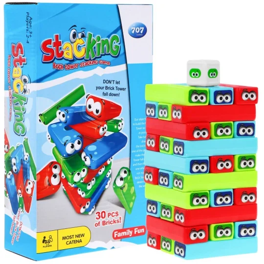Mini Jenga Arkadna Igra Za Djecu 3+. Gradnja Tornja + 30 šarenih Blokova + Kockice 1